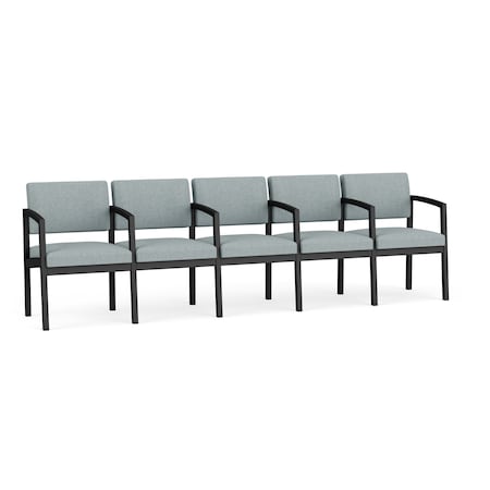 Lesro Lenox Steel 5 Seater with Center Arms, Ash (Blue) Seat, Ash Back, 106.5 W 24.5 L 32 H LS5103